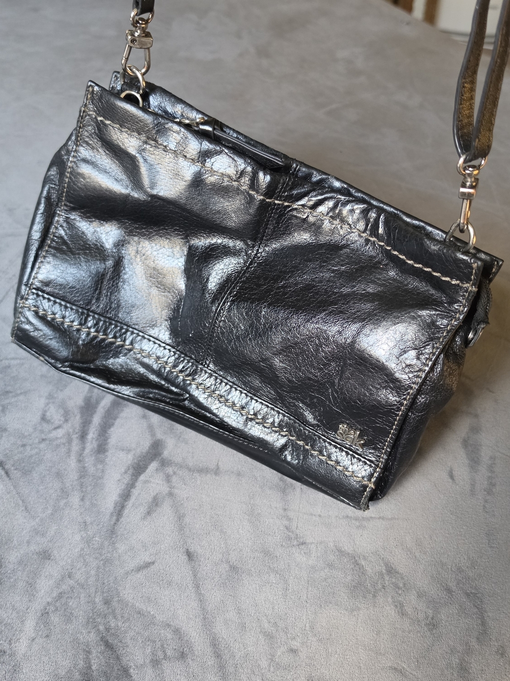 The Sak Iris Black Leather Crosdbody Bag